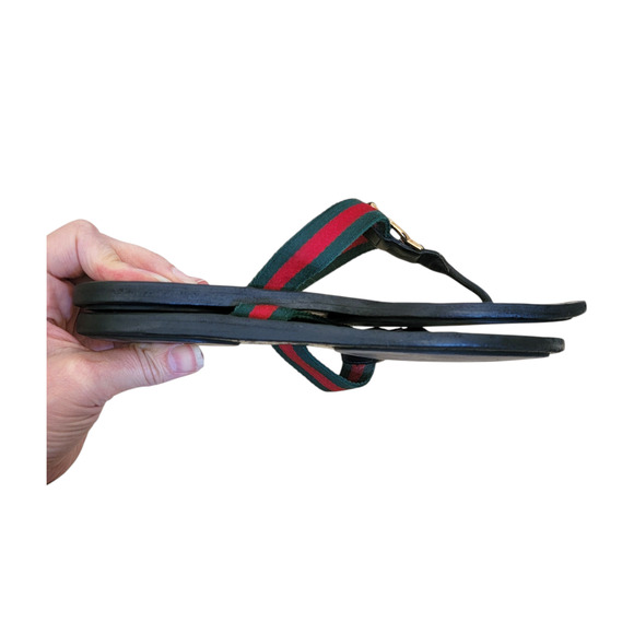 Gucci GG Black Web Thong Guccissima Sandals Logo Monogram Flip Flop 6.5 36.5 - Picture 8 of 12